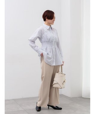 Te chichi ペプラムシャーリングシャツブラウス オフホワイト