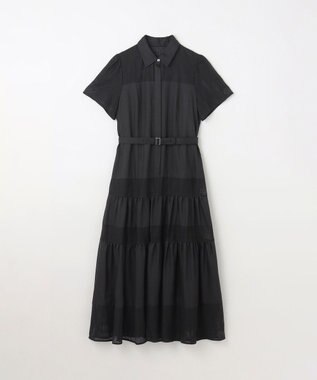 GRACE CONTINENTAL メッシュコンビシャツワンピース ブラック