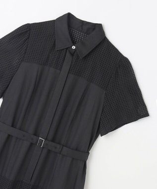 GRACE CONTINENTAL メッシュコンビシャツワンピース ブラック