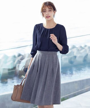 Tiaclasse L 【洗える】ブラウスドッキングツイードワンピース