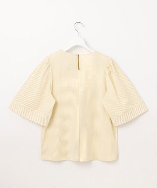 自由区 【洗える】リヨセルコットンストライプ カットソー オフ×ピスタチオ