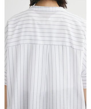 Green Parks 綿麻混スキッパーミニワンピース Stripe Ivory