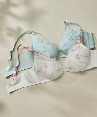 une nana cool 小さく見せるブラ　ミニマイザーブラ　レース ホワイト×ピンク