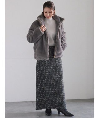 Te chichi 【宮本茉由着用】グラデーションファースタンドジャケット グレー