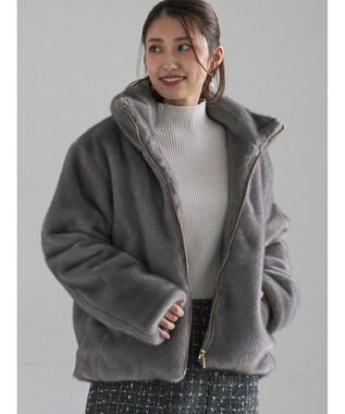 Te chichi 【宮本茉由着用】グラデーションファースタンドジャケット グレー