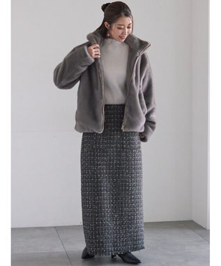 Te chichi 【宮本茉由着用】グラデーションファースタンドジャケット グレー