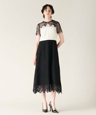 GRACE CONTINENTAL レース切替フレアドレス ブラック