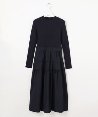 Feroux ティアードスカートドッキング ワンピース ネイビー系