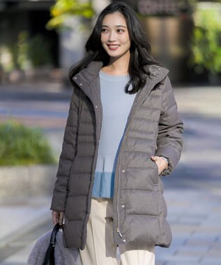 ANY SIS S 【2WAY】シルキータフタロング ダウン 梳毛チャコール