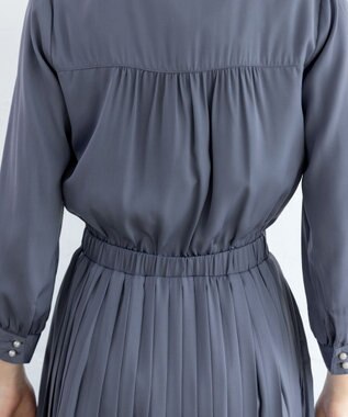 Tiaclasse 【洗える】ヴィンテージサテンシャツワンピース ブルー