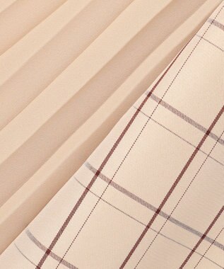 Feroux 【洗える】プリーツコンビチェック スカート ベージュ系3