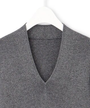 ICB 【洗える】エクストラファインメリノ Vネックプルオーバー グレーラメ系