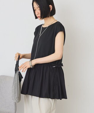 AMERICAN HOLIC 汗染み防止・異素材ペプラムプルオーバー Black