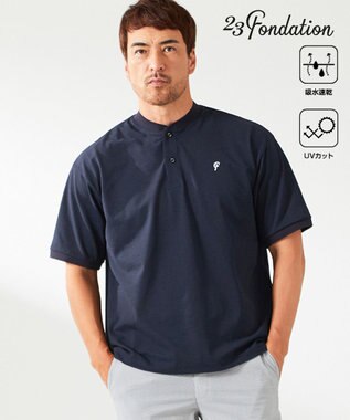 23区GOLF 【23Fondation/MEN】ＣＯＯＬメッシュ スキッパーポロ ネイビー系