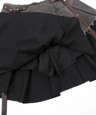 WEGO イレギュラーヘムデニムスカパン ブラック