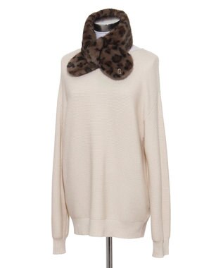 MOONBAT FURLA（フルラ）プチリボンマフラー  アーチロゴ フェイクファー ダークブラウン