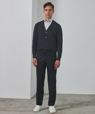 GOTAIRIKU 【保温性/ストレッチ/シワになりにくい】サキソニーストレッチパンツ（１タック） グレー系