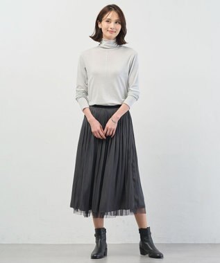 J.PRESS LADIES L タートルジャージー カットソー シルバーラメ系