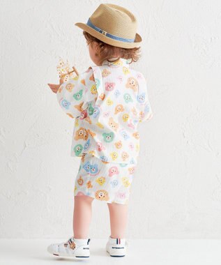 MIKI HOUSE HOT BISCUITS 【80-120cm】総柄 甚平スーツ 白