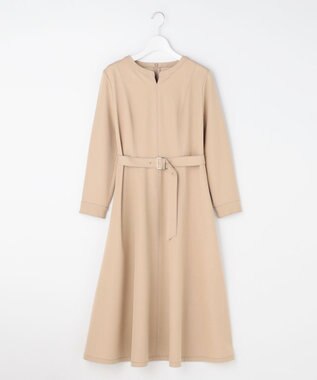 ANY SIS シャンブレーベルテッド ワンピース ライトベージュ