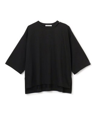 BEIGE， 【洗える・GLOW ８月号掲載】S.BABILA / スリットネックオーバーサイズTシャツ Black