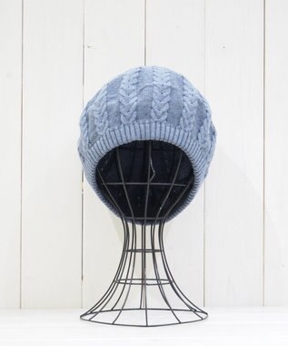 石田製帽 オーガニックコットン アラン編みベレー デニムブルー