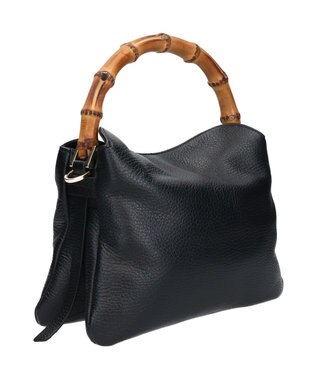 INTER-CHAUSSURES 【LORISTELLA】バンブーハンドルソフトレザーハンドバッグ ブラック