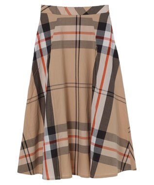 earth music&ecology ＢＩＧチェックフレアスカート Beige