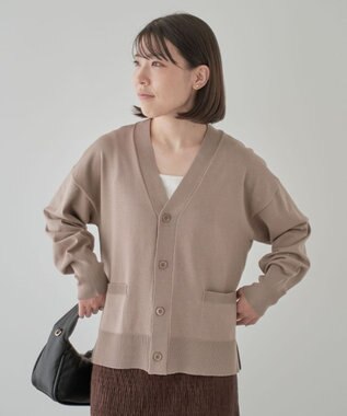 Green Parks 洗える　Ｖネックカーディガン Gray Beige