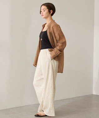 AMERICAN HOLIC 楊柳シアーバンドカラーシャツ Mocha