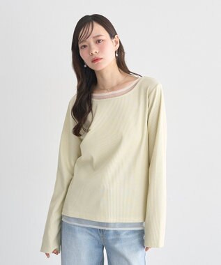 earth music&ecology レイヤード風テレコプルオーバー Yellow