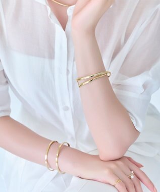 Phoebe 【金属アレルギー対応】ツインカレントカフバングル　ゴールド/ニッケルフリー ゴールド