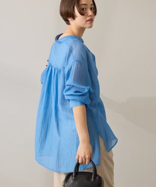 AMERICAN HOLIC 楊柳シアーバンドカラーシャツ Blue