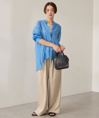 AMERICAN HOLIC 楊柳シアーバンドカラーシャツ Blue