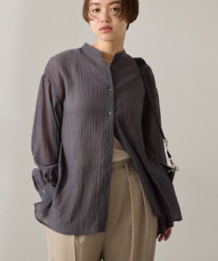 AMERICAN HOLIC 楊柳シアーバンドカラーシャツ Charcoal Gray