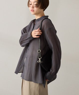 AMERICAN HOLIC 楊柳シアーバンドカラーシャツ Charcoal Gray