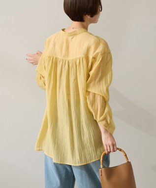 AMERICAN HOLIC 楊柳シアーバンドカラーシャツ Mustard