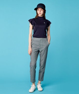 23区GOLF 【WOMEN】【吸水速乾】フレアスリーブ モックネックシャツ ネイビー系