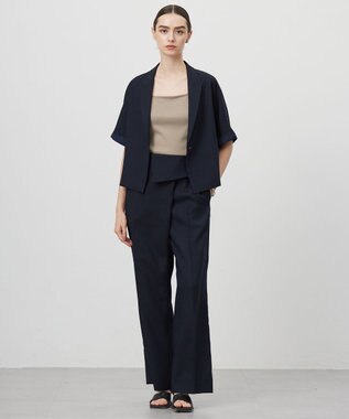 ICB L 【UVケア・接触冷感・速乾・防シワ・洗える】 FluidBackSatin デザインワイドパンツ ネイビー系