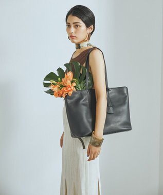 TOPKAPI 【TREASURE TOPKAPI】フロントステッチ　レザーA4トートバッグ ブラック