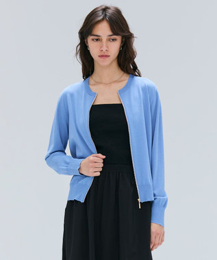 【洗える】NADIA / レザーラインジップカーディガン