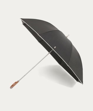 MOONBAT 【WEB限定/遮光率100%/遮熱/UV】POLO RALPH LAUREN（ポロ ラルフローレン）晴雨兼用日傘 無地 オーバーロック刺繍 長傘 ブラック