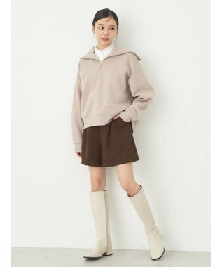 earth music&ecology ハーフＺＩＰ裏起毛プルオーバー Pink Beige