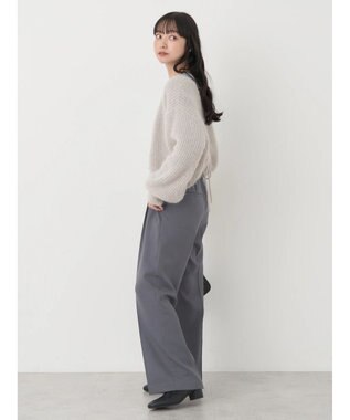 earth music&ecology レースＶネックテレコインナー Grayish Blue