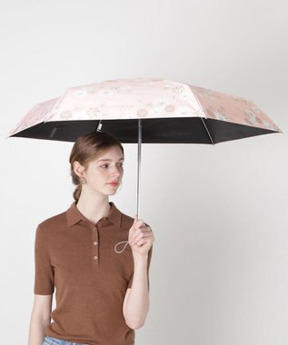 MOONBAT 【一級遮光/コンパクト】PAUL & JOE 晴雨兼用 日傘 折りたたみ日傘 軽量 総柄クリザンテーム 遮熱 UV ピーチ
