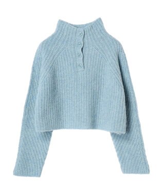 earth music&ecology フワフワＭＩＸハイネックショートニット Light Blue