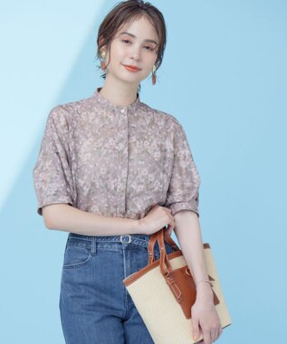 組曲 【WEB限定】フラワーボーダージャカードプリント ブラウス アプリコットベージュ系5