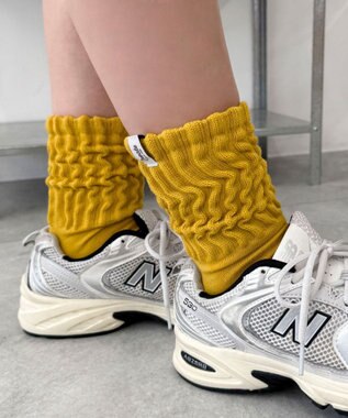 WEGO タグデザインボリュームリブソックス イエロー