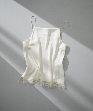 23区 S サテンレースキャミソール アイボリー系