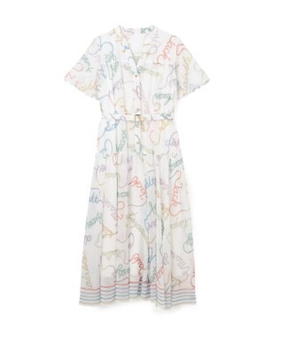 GRACE CONTINENTAL ロープロゴプリントワンピース ホワイト